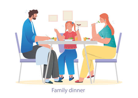 Family sitting at tableのイラスト素材