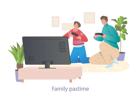 Dad plays with sonのイラスト素材