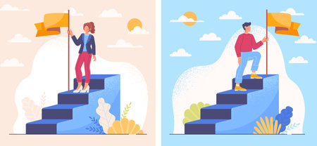 Career ladder setのイラスト素材