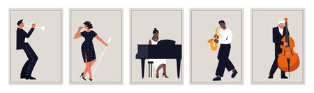Set of jazz postersのイラスト素材