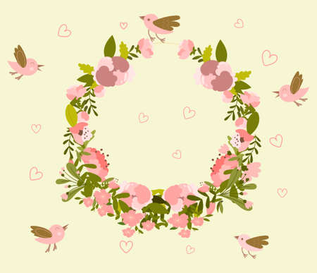 Spring Flower Wreathのイラスト素材