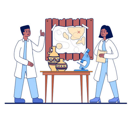 Archaeologists research artifactsのイラスト素材