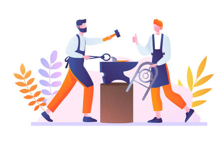 Blacksmith forges ironのイラスト素材