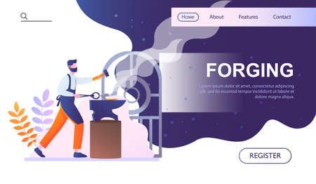 Blacksmith forges iron conceptのイラスト素材