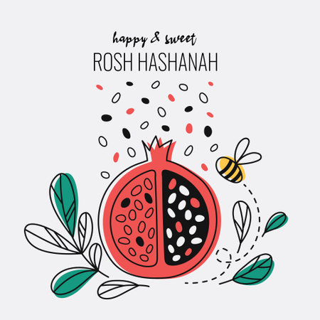 Happy and sweet rosh hashanah greeting cardのイラスト素材