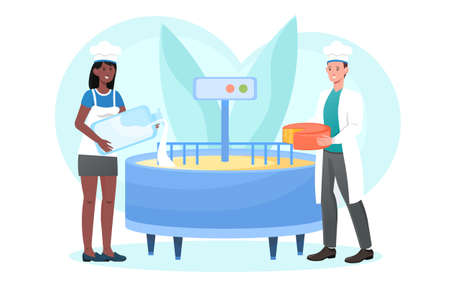 Production of dairy products conceptのイラスト素材