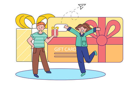 Customers getting gift card conceptのイラスト素材