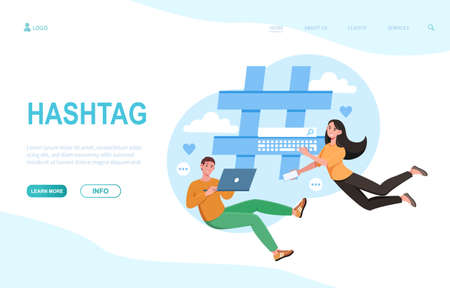 Landing page with hashtagのイラスト素材