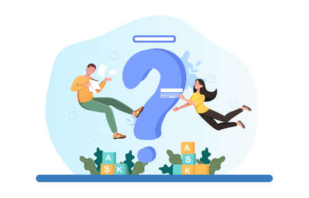Men and women asking questions conceptのイラスト素材