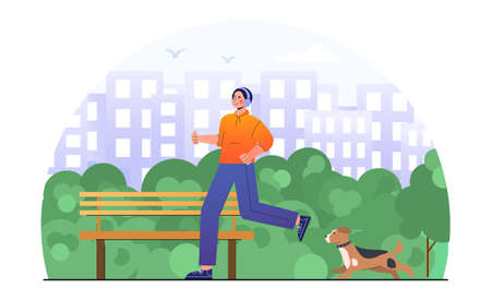 Running in city park conceptのイラスト素材