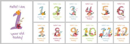 Baby Milestone Cardsのイラスト素材