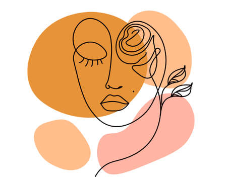 Modern line minimalistic woman faceのイラスト素材