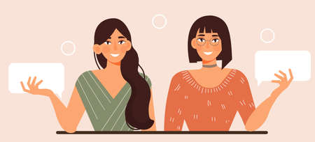 Two girls communicateのイラスト素材