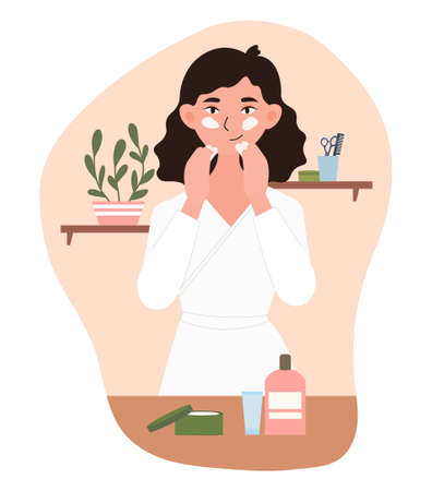 Woman applying cosmeticのイラスト素材