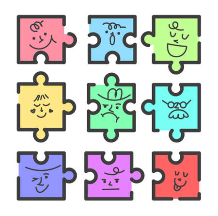 Abstract Puzzle creatures with Facesのイラスト素材