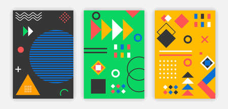 Abstract set of posters in Memphis styleの写真素材