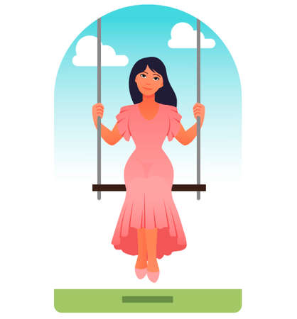 Woman swings conceptのイラスト素材