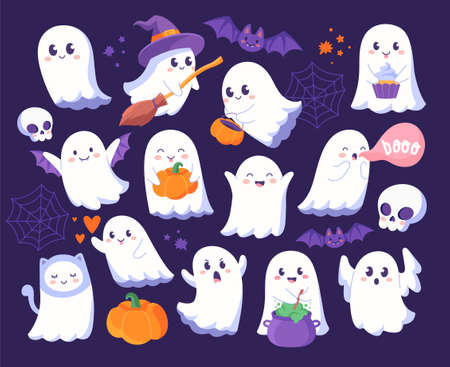 Set of cute ghostsのイラスト素材