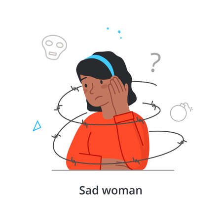 Sad woman conceptのイラスト素材