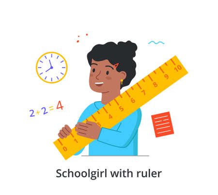 Schoolgirl with rulerのイラスト素材