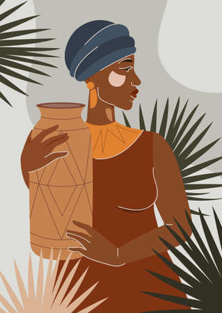 Female character with vase conceptのイラスト素材