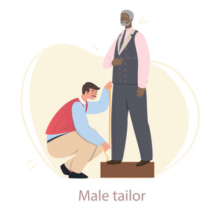 Male tailor measures customerのイラスト素材