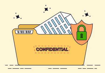 Cute yellow folder with confidential documentsのイラスト素材