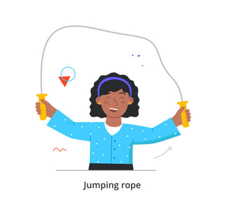 Girl jumps over rope conceptのイラスト素材