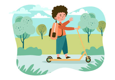 Little boy in parkのイラスト素材