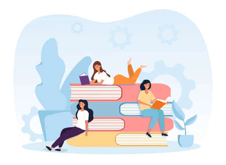 Concept of reading girlsのイラスト素材