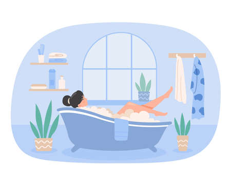 Woman taking bathのイラスト素材