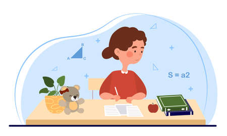 Kid do homework conceptのイラスト素材