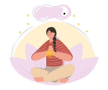 Meditation and Mind Cleansing conceptのイラスト素材