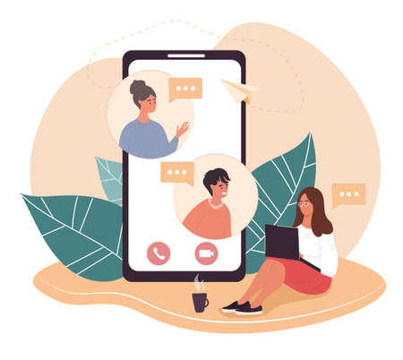 Concept of video conferenceのイラスト素材