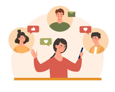 Online chatting with friendsのイラスト素材