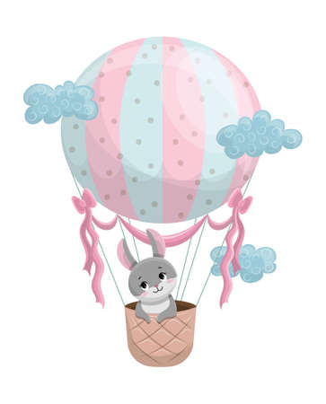 Bunny on balloonのイラスト素材