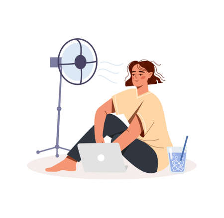 Work in hot weather conceptのイラスト素材