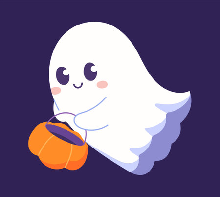 Cute ghost with Pumpkinのイラスト素材