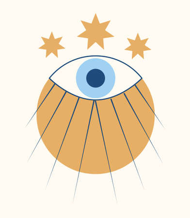 Boho eye with stars and sunのイラスト素材
