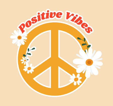 70s style stickerのイラスト素材