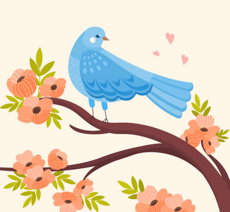 Beautiful blue birdのイラスト素材