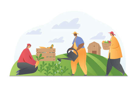 Gardener and farmers are working in the gardenのイラスト素材