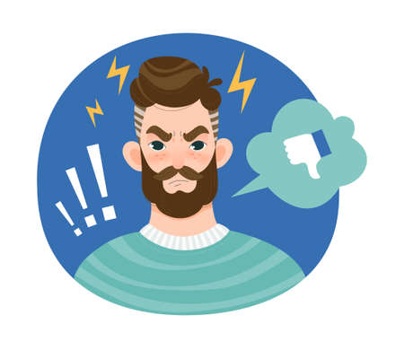 Angry man with dissatisfied expression on faceのイラスト素材
