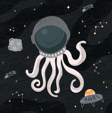 Astronaut octopus conceptのイラスト素材
