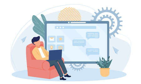 Man relaxes on chair conceptのイラスト素材