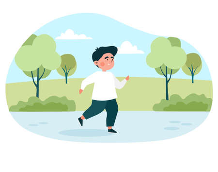 Little boy running conceptのイラスト素材