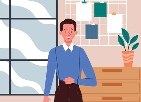 Smiling man at homeのイラスト素材