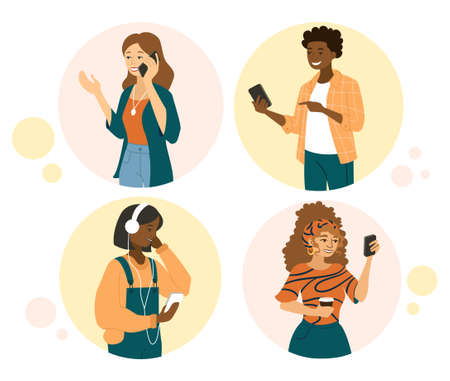 People use smartphonesのイラスト素材