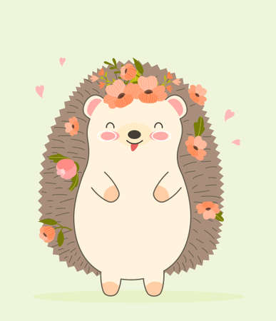 Hedgehog on green backgroundのイラスト素材