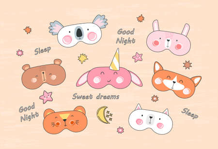 Set of sleep masksのイラスト素材